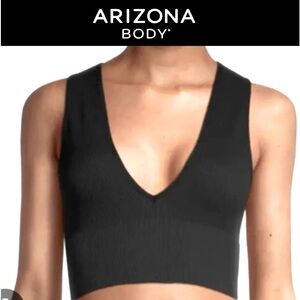 ARIZONA BODY black Seamless Ribbed V-Neck Brami top size L NWOT
